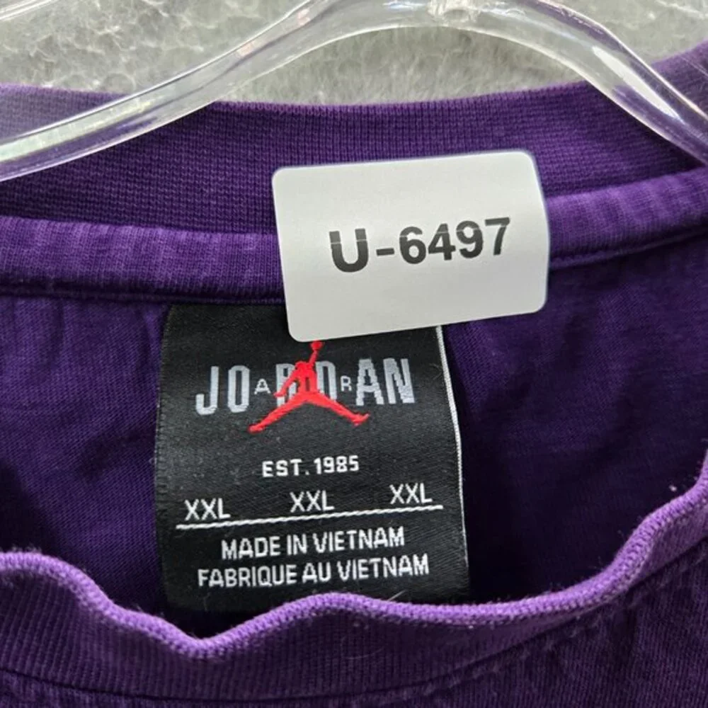 Air Jordan Men Shirt 2XL Purple Y2K Logo Jumpman Patch‎ Short Sleeve Tee